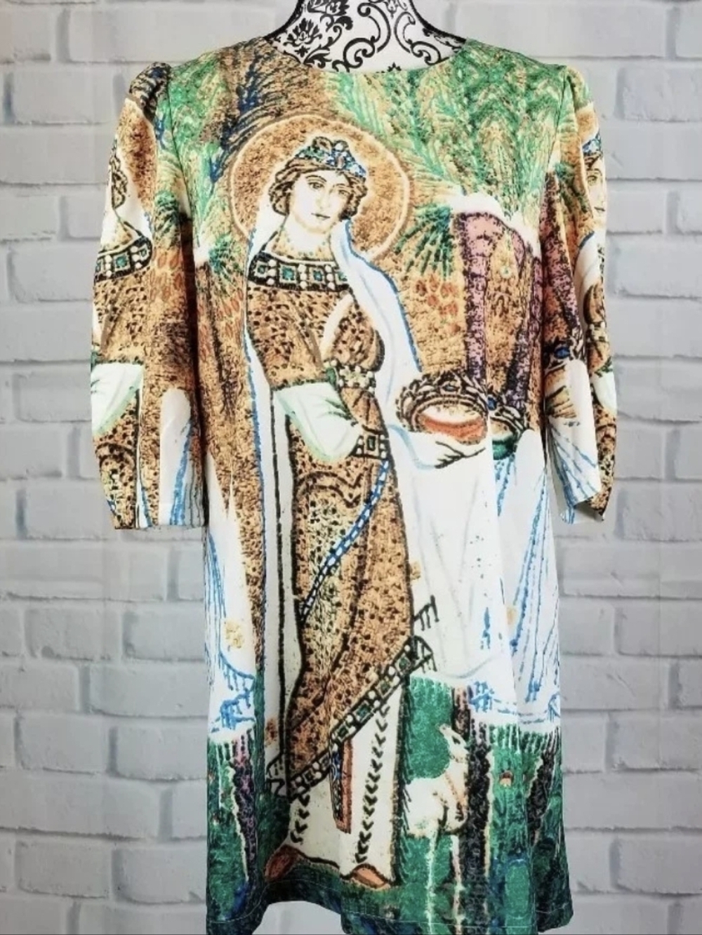 Zytonhin Mini Dress Byzantine Mosaics Iconic Inspired Print 6/M